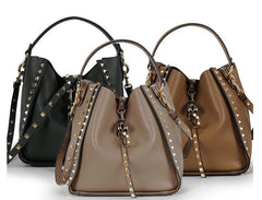 Studded Handbag, Leopard Head Shoulder Bag, Bucket Bag