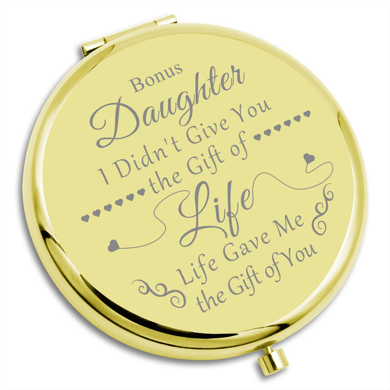 Gevody Bonus Daughter Gifts Stepdaughter Gifts Daughter in Law Compact Makeup Mirror Bonus Daughter Adoption Gift for Daughter Personal Mirror Christmas Birthday Gifts Folding Makeup Mirror