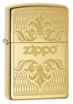 Zippo Lighter: Regal Zippo Design Engraved - High Polish Brass 79098