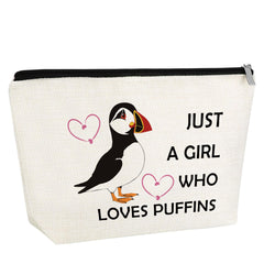 Puffin Gift for Women Puffin Makeup Bag Puffin Bird Lover Gift Animal Lover Gift for Friends Puffin Themed Gift Birdwatcher Gifts Seabird Gift Birthday Christmas Gift for Sister Daughter Travel Pouch