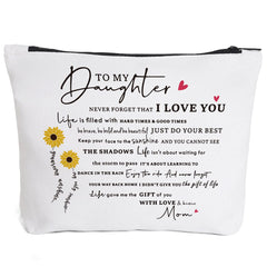 Daughter Gift from Mom Birthday Gift to Daughter from Mom Love Letter to Daughter Gift from Mom to My Daughter Makeup Bag from Mom Encouragement Gifts for Daughter-Never Forget That I Love You