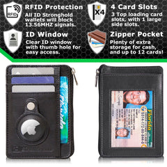 RFID Secure Slim Leather AirTag Wallet
