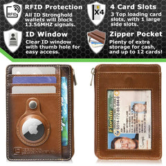 RFID Secure Slim Leather AirTag Wallet