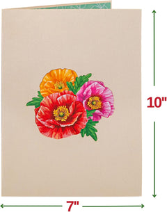 Poppy Blooms Pop Up Flower Bouquet Card