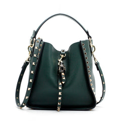 Studded Handbag, Leopard Head Shoulder Bag, Bucket Bag
