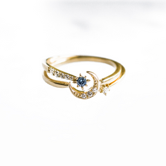 Moon and Star Zirconia Ring Set