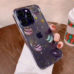Bling Glitter Planet Stars Clear iPhone Case