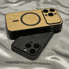Luxury Wood Grain Magsafe Shockproof iPhone Case