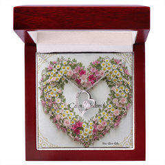 Forever Love Necklace Heart with Custom Designed Yellow & Pink Flower Heart Background "Congratulations"