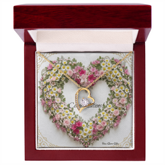 Forever Love Necklace Heart with Custom Designed Yellow & Pink Flower Heart Background "Congratulations"