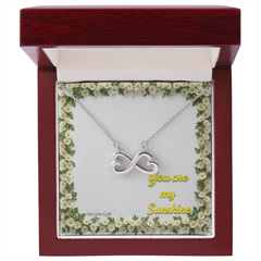 Double Hearts with Yellow Daisy Background Design "You are my Sunshine."