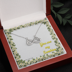 Double Hearts with Yellow Daisy Background Design "You are my Sunshine."