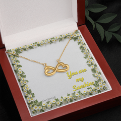 Double Hearts with Yellow Daisy Background Design "You are my Sunshine."