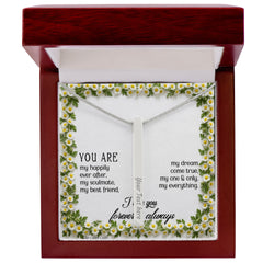 Engraved 4-Sided Stick Necklace with Personalized Message