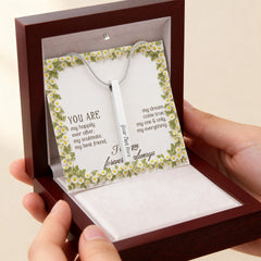 Engraved 4-Sided Stick Necklace with Personalized Message