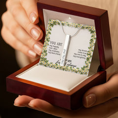 Engraved 4-Sided Stick Necklace with Personalized Message