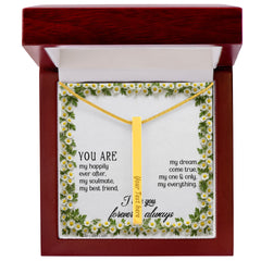 Engraved 4-Sided Stick Necklace with Personalized Message