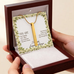 Engraved 4-Sided Stick Necklace with Personalized Message