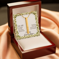 Engraved 4-Sided Stick Necklace with Personalized Message