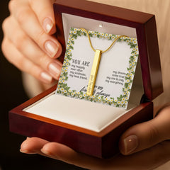 Engraved 4-Sided Stick Necklace with Personalized Message