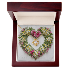 Say I love you with this  Love Knot Necklace, Custom Designed Flower Background