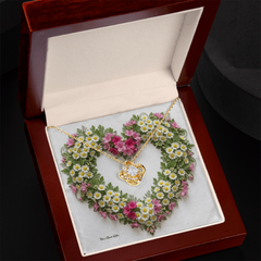 Say I love you with this  Love Knot Necklace, Custom Designed Flower Background