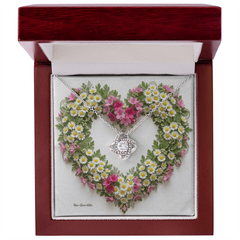 Say I love you with this  Love Knot Necklace, Custom Designed Flower Background