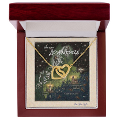 "Life is an Adventure" a Maine shape design, gift a double heart design for your wife, girlfriend, or fiancee