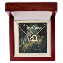 "Life is an Adventure" a Maine shape design, gift a double heart design for your wife, girlfriend, or fiancee