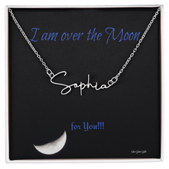 I am over the Moon for you!! Name Necklace, Word Necklace