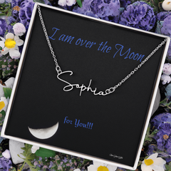 I am over the Moon for you!! Name Necklace, Word Necklace