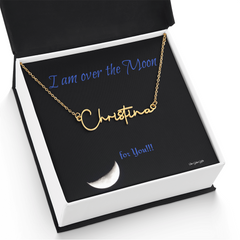 I am over the Moon for you!! Name Necklace, Word Necklace
