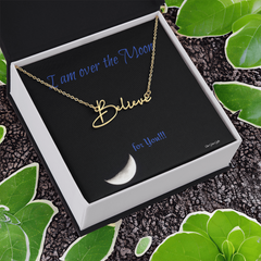 I am over the Moon for you!! Name Necklace, Word Necklace