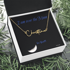 I am over the Moon for you!! Name Necklace, Word Necklace