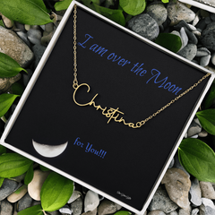 I am over the Moon for you!! Name Necklace, Word Necklace