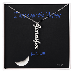 I am over the moon for you! message with a custom name necklace from Star Glow Gifts