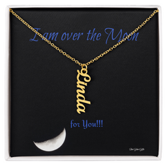I am over the moon for you! message with a custom name necklace from Star Glow Gifts