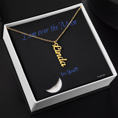I am over the moon for you! message with a custom name necklace from Star Glow Gifts