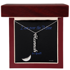 I am over the moon for you! message with a custom name necklace from Star Glow Gifts