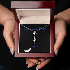 I am over the moon for you! message with a custom name necklace from Star Glow Gifts