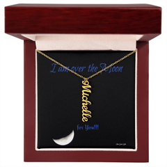 I am over the moon for you! message with a custom name necklace from Star Glow Gifts