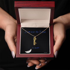 I am over the moon for you! message with a custom name necklace from Star Glow Gifts