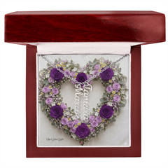 Custom Names Necklace, - Purple Heart Rose Background Design