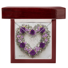 Custom Names Necklace, - Purple Heart Rose Background Design