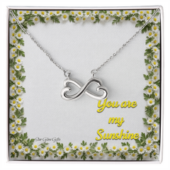 Double Hearts with Yellow Daisy Background Design "You are my Sunshine."