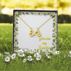 Double Hearts with Yellow Daisy Background Design "You are my Sunshine."