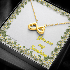 Double Hearts with Yellow Daisy Background Design "You are my Sunshine."