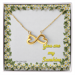 Double Hearts with Yellow Daisy Background Design "You are my Sunshine."