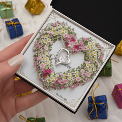 Forever Love Necklace Heart with Custom Designed Yellow & Pink Flower Heart Background "Congratulations"