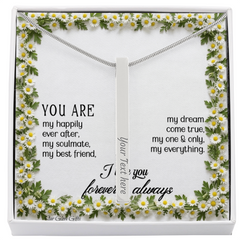 Engraved 4-Sided Stick Necklace with Personalized Message